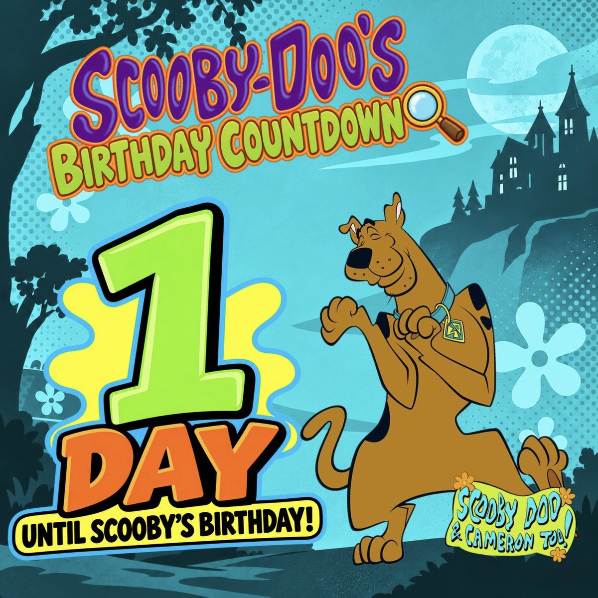 ScoobyandCam's tweet photo. Ruh-Roh! 🩵 We’re officially in the final 1-day countdown to Scooby-Doo’s birthday! 🎉

On Sunday, September 13th, our favorite mystery-solving Great Dane turns 57 years old! 🥳🎂🐶

Tomorrow is the big day! 🎉 Who’s ready to celebrate 57 years of Scooby-Doo? 👻🔎

#ScoobyDoo https://t.co/2vgFSBgypA