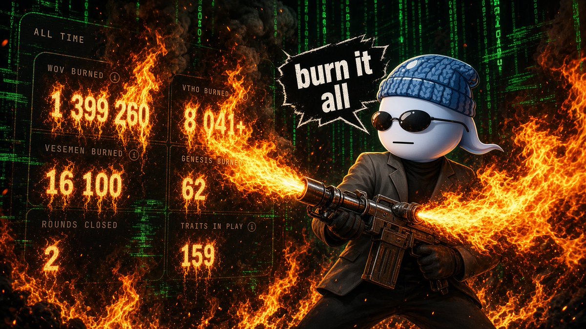 Pacotheeskimo's tweet photo. VESEMEN’s by @worldofv_art has taken over!

In just a few days they have burned:
1.3M $WoV🔥
8k $VTHO🔥
62 @GenesisWoV NFTs🔥
And payed out 100k $VET

Mint on https://t.co/GlIfdsrzsf https://t.co/C7zJwfmpTZ