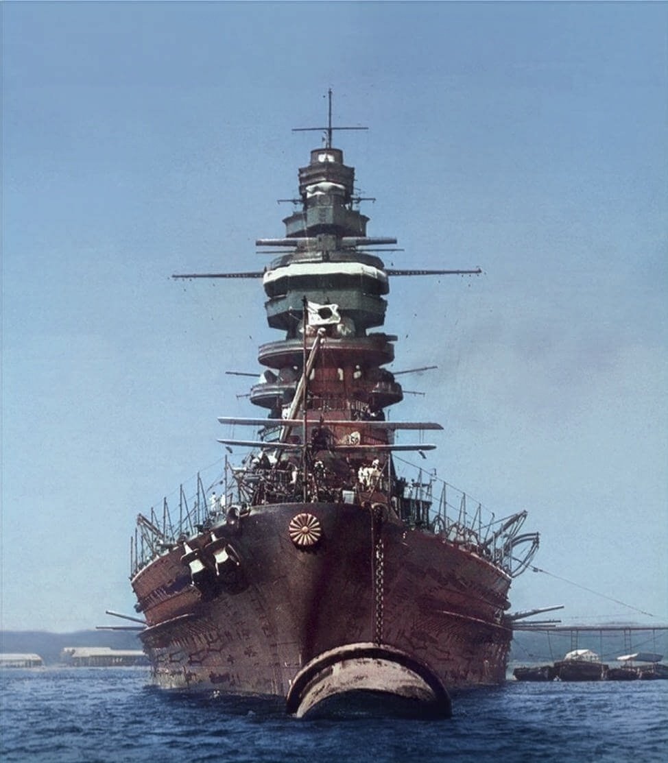 muginekosikikan's tweet photo. ＃日本海軍
正面から見る就役当時の戦艦長門 https://t.co/JPf7VfY2zk