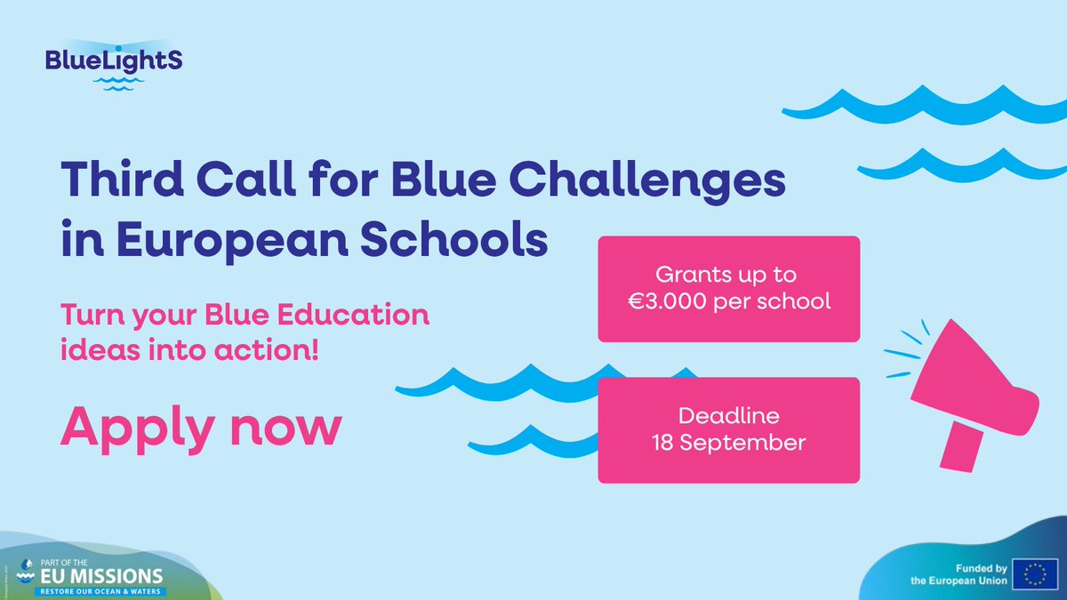 scientix_eu's tweet photo. Looking for project ideas? 💡

From biodiversity and climate change to pollution and citizen science, your project can make an impact 🌱

Funding of up to €3,000 available

📅 Apply by 18 Sept 2026
🔗 Grants for Schools https://t.co/RYOXZLJsde

#BlueEducation https://t.co/ojmjbfC9lw