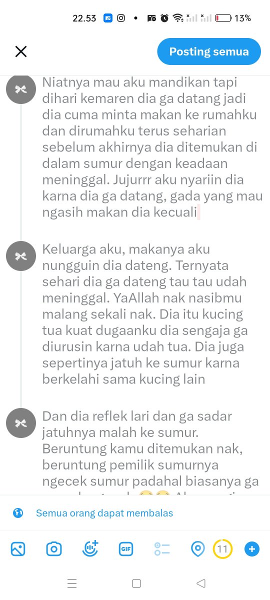 cofffcu's tweet photo. Ingin berbagi cerita disini.

Jadi dua hari sebelumnya ini kucing ke rumahku minta makan. Kondisinya ya tentu sangat memperihatinkan kurus, berjamur, kotor dan tidak terawat. Kucing ini sebenernya ada pemiliknya, pemiliknya ya tidak lain tidak bukan tetanggaku sendiri. https://t.co/itQaT9nDKR
