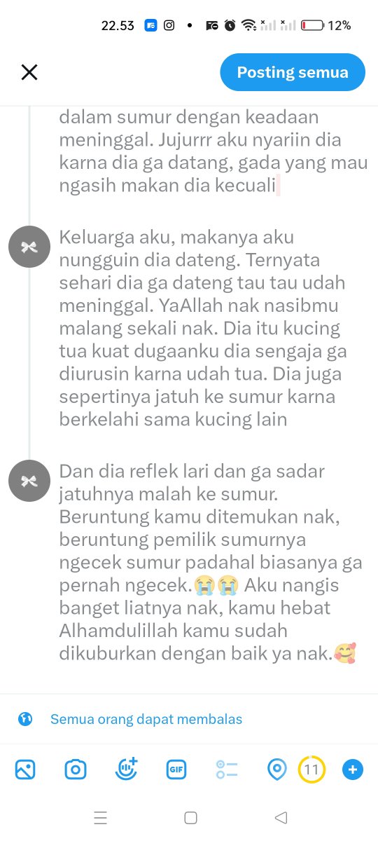 cofffcu's tweet photo. Ingin berbagi cerita disini.

Jadi dua hari sebelumnya ini kucing ke rumahku minta makan. Kondisinya ya tentu sangat memperihatinkan kurus, berjamur, kotor dan tidak terawat. Kucing ini sebenernya ada pemiliknya, pemiliknya ya tidak lain tidak bukan tetanggaku sendiri. https://t.co/itQaT9nDKR