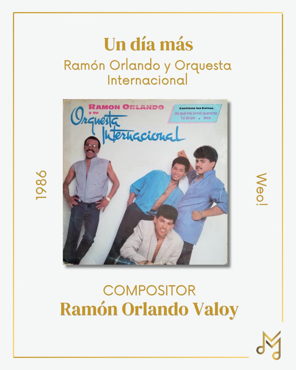 MaximoJimenezRD's tweet photo. La selección #54 de los 100 Merengues esenciales de los 80 es «Un día más», obra de Ramón Orlando Valoy con la voz de Feni Ortiz y la Orquesta Internacional. Del álbum Weo! (1986), un clásico del género.

🎤 ¿Qué recuerdos te trae este clásico? Cuéntanos 👇 https://t.co/DXO86UspbF