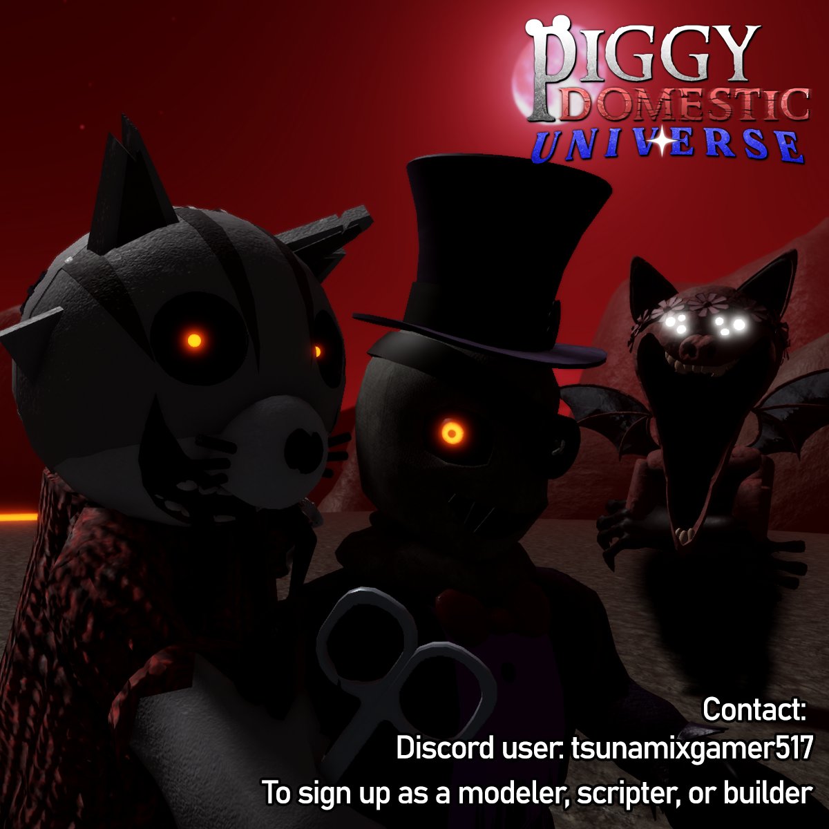 TsunamiX517's tweet photo. Hey, it has been a while since I talked about Piggy: Domestic Universe. It needs YOU to make this Piggy fan-made game come true. Contact me or @DaReal_Ryvox on discord to sign up.
We need
-Modelers 
-Scripters
-Builders
#Piggy #Roblox #RobloxPiggy #PiggyRoblox #RobloxDev https://t.co/Z7xj71as1z