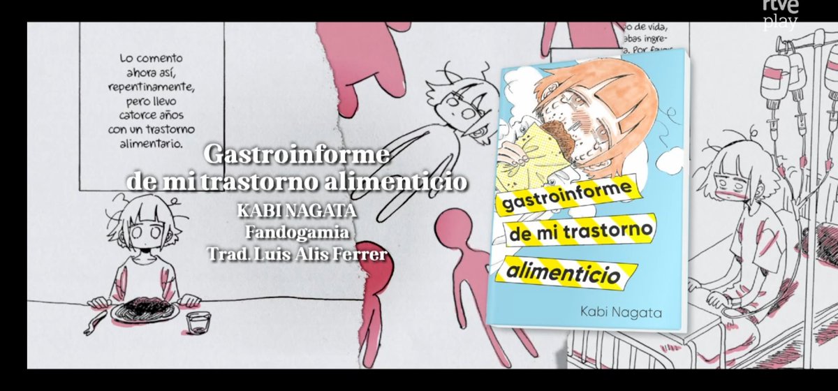 Fotograma del programa PÁGINA DOS en La 2 de TVE, mostrando la obra GASTROINFORME DE MI TRASTORNO ALIMENTICIO de Kabi Nagata
