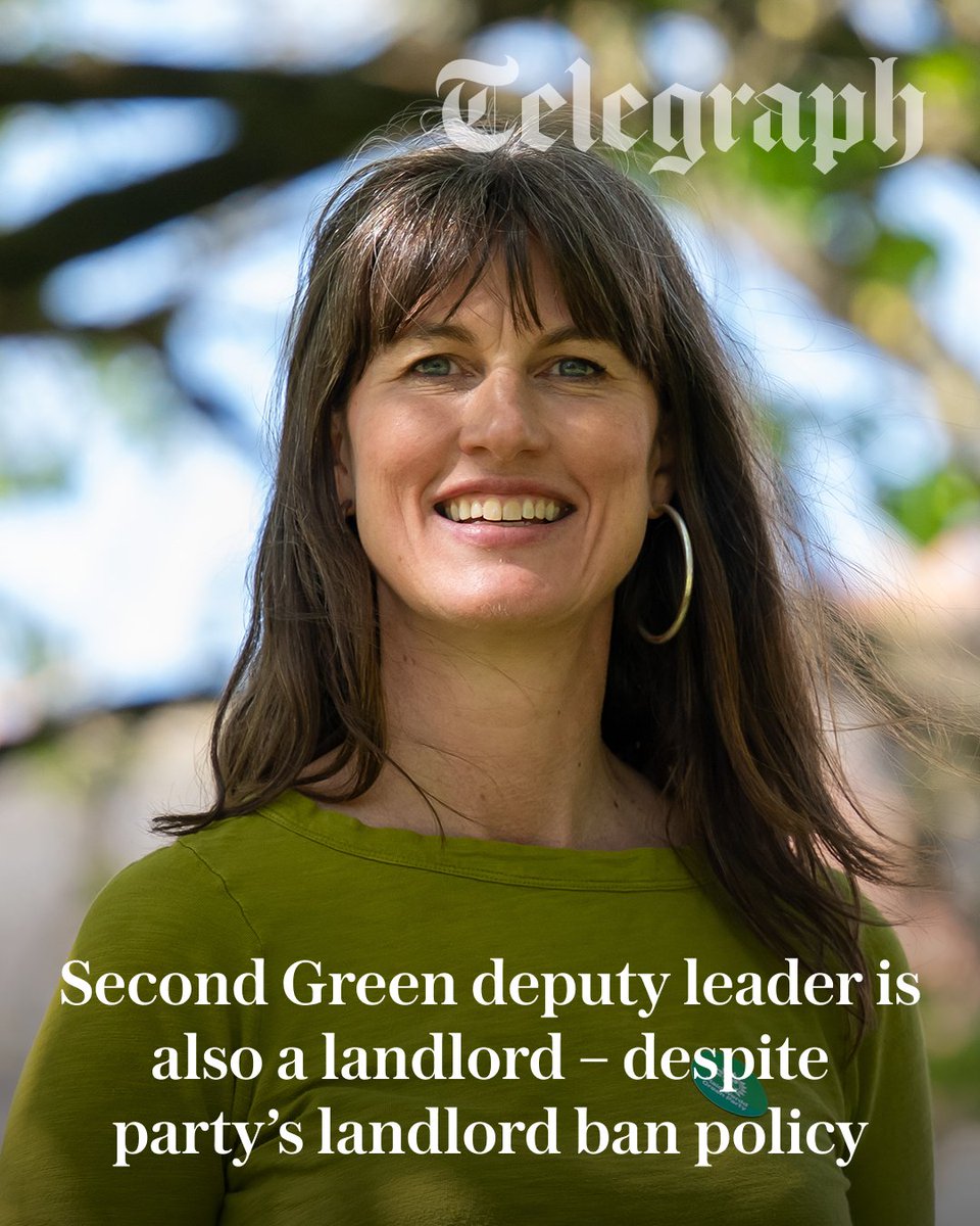 Telegraph's tweet photo. A second Green Party deputy leader is a landlord, despite the party previously claiming she was not, The Telegraph can reveal.

Rachel Millward, a 49-year-old former film festival director who campaigns on a platform to “abolish landlords”, earns £5,000 a year letting rooms in her family home🔗

https://t.co/gnWyi3QAUq