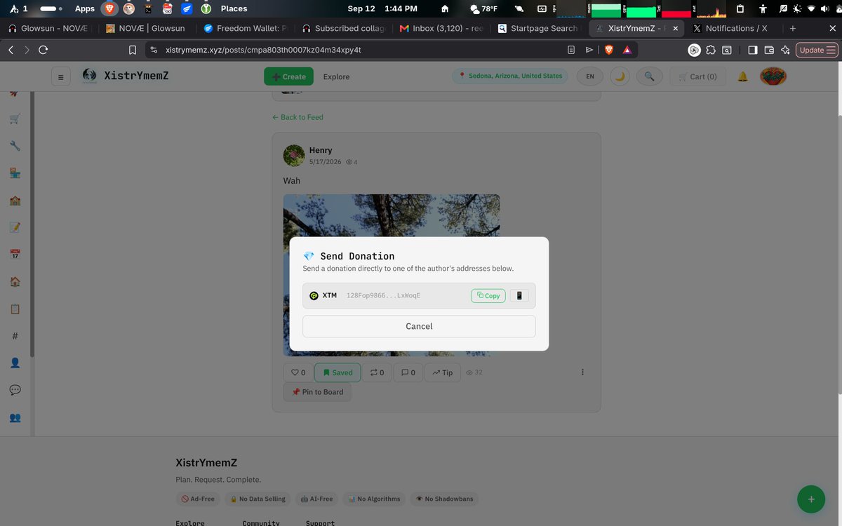 xistrymemz's tweet photo. #buildthefuture and send donations for what you want. get tipped as well, directly to your addresses. more to come soon! #tari #freedomwallet #fusd https://t.co/1ERDYxCAcg