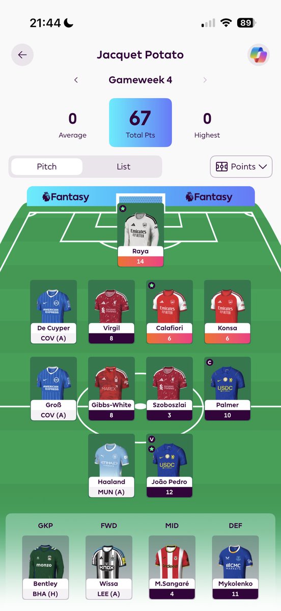 FPL_RWH's tweet photo. @AlexVolloFPL I went him in GW3 wildcard after seeing your original tweet. Happy to have him for GW 5&amp;6 at least. https://t.co/GSptllFehs