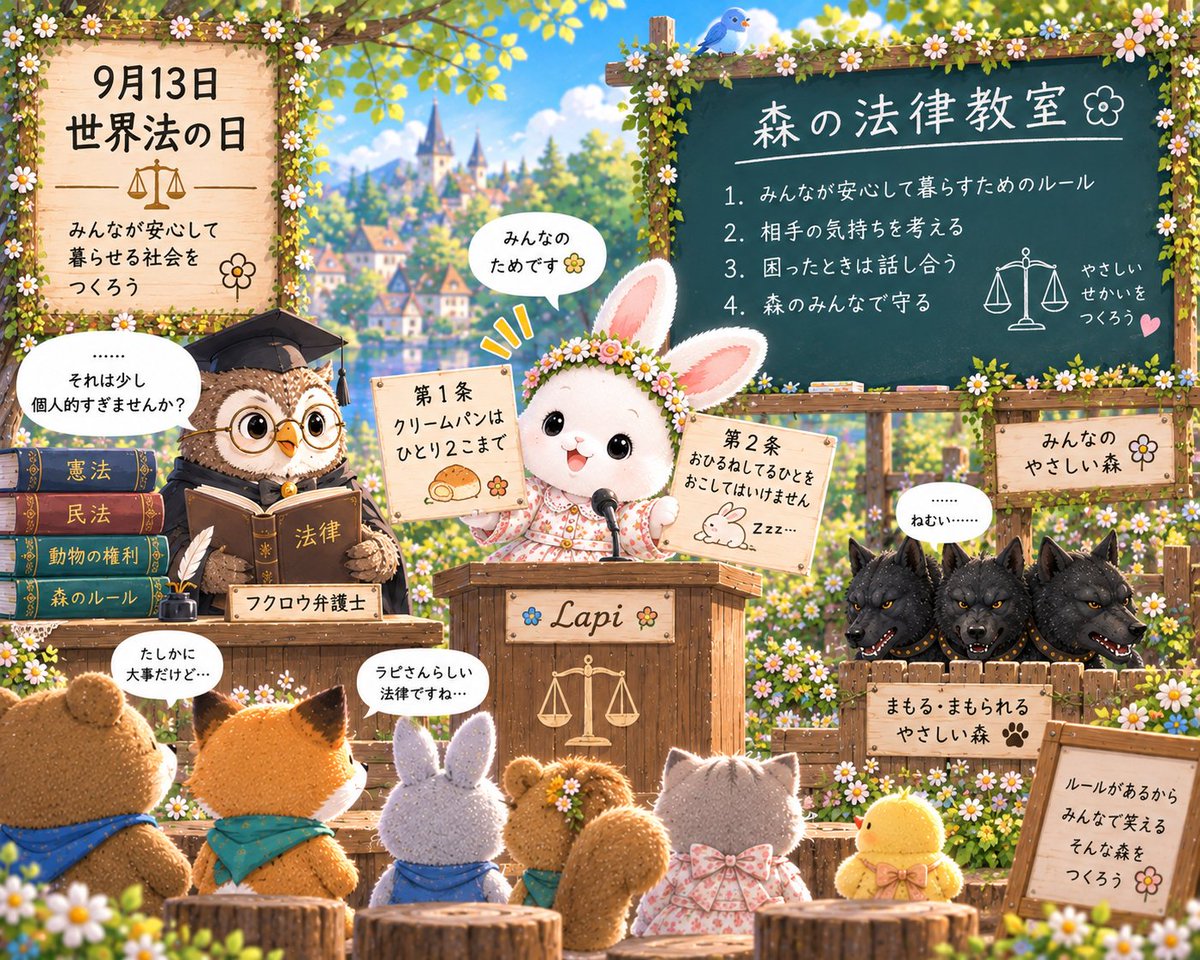 tamausa_m's tweet photo. 🎂世界法の日
#AIart #Storybook #RabbitArt #ラピ日記 #今日は何の日 https://t.co/UeI8mpYGqO