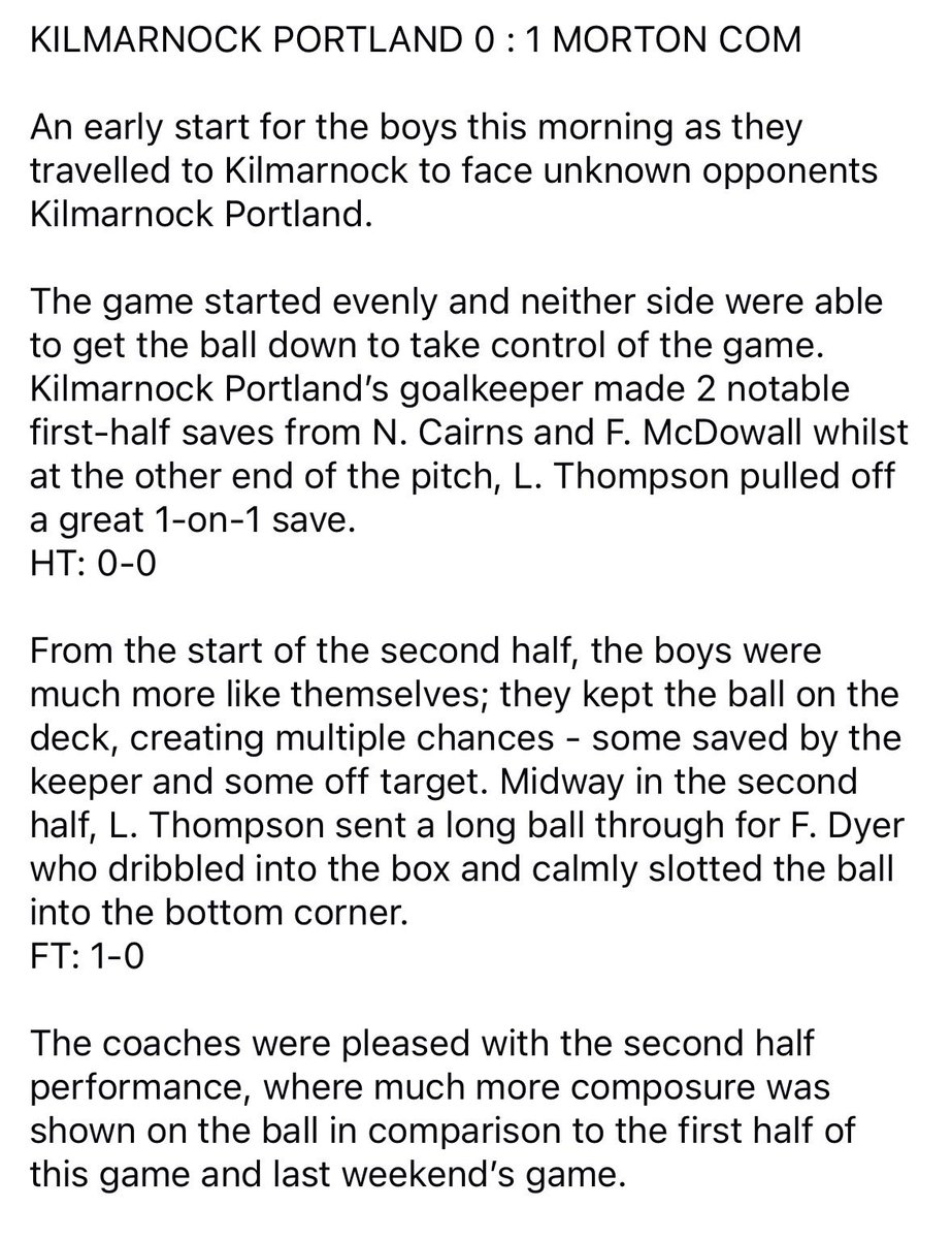 MORTONBLUE2012's tweet photo. KILMARNOCK PORTLAND 0
MORTON COMMUNITY 1 https://t.co/HapZ5n7Kh8