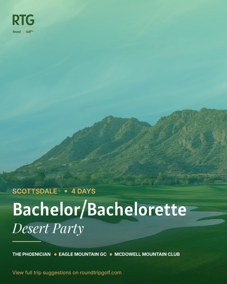 roundtripgolf's tweet photo. 4-day Scottsdale bach desert party: golf by day (Phoenician, Eagle Mountain, McDowell), party by night (MAYA, Casa Amigos, Topgolf). Prebuilt Round Trip Golf itinerary you can customize → https://t.co/5rRQzzO4Yq

#MakeItARoundTrip https://t.co/SHPyczP4lj