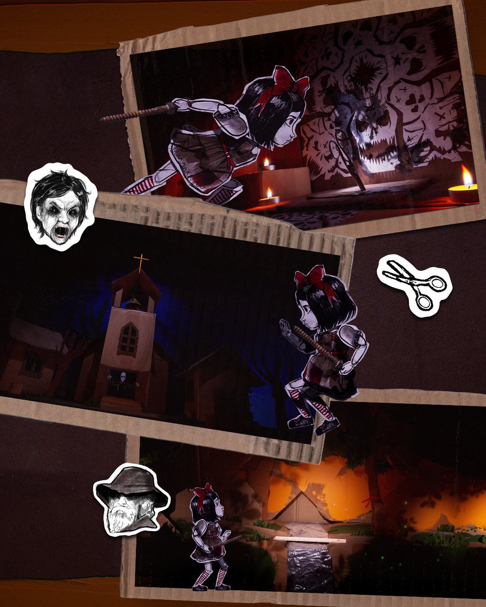 PlayCutout's tweet photo. For this #ScreenshotSaturday, we're celebrating National Video Game Day 🎮 with a look at CUTOUT in development, featuring Lena and some of the handcrafted environments you'll be able to experience in the game!

#NationalVideoGameDay #IndieHorror #IndieGames https://t.co/a7fplXWp1s