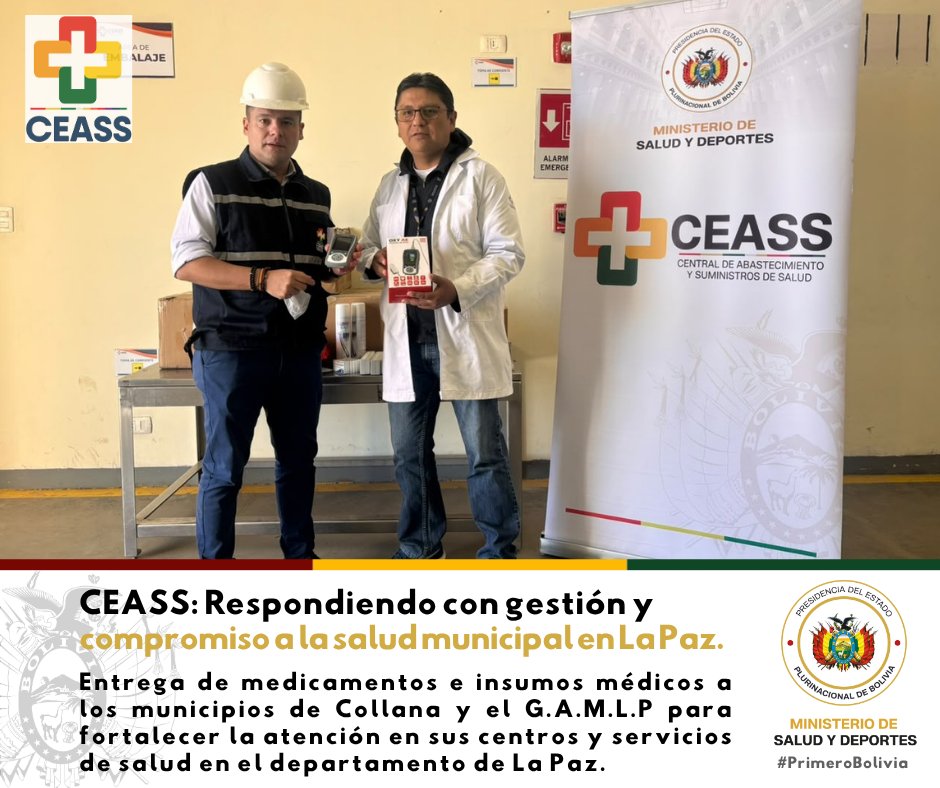 CeassBolivia's tweet photo. 𝐂𝐄𝐀𝐒𝐒 𝐅𝐎𝐑𝐓𝐀𝐋𝐄𝐂𝐄 𝐋𝐀 𝐒𝐀𝐋𝐔𝐃 𝐌𝐔𝐍𝐈𝐂𝐈𝐏𝐀𝐋 𝐂𝐎𝐍 𝐄𝐍𝐓𝐑𝐄𝐆𝐀 𝐃𝐄 𝐌𝐄𝐃𝐈𝐂𝐀𝐌𝐄𝐍𝐓𝐎𝐒 𝐄 𝐈𝐍𝐒𝐔𝐌𝐎𝐒 𝐌É𝐃𝐈𝐂𝐎𝐒
En respuesta a los requerimientos de Collana y G.A.M.L.P.  la CEASS realizó la entrega de medicamentos e insumos medicos. https://t.co/z4gc993lMD