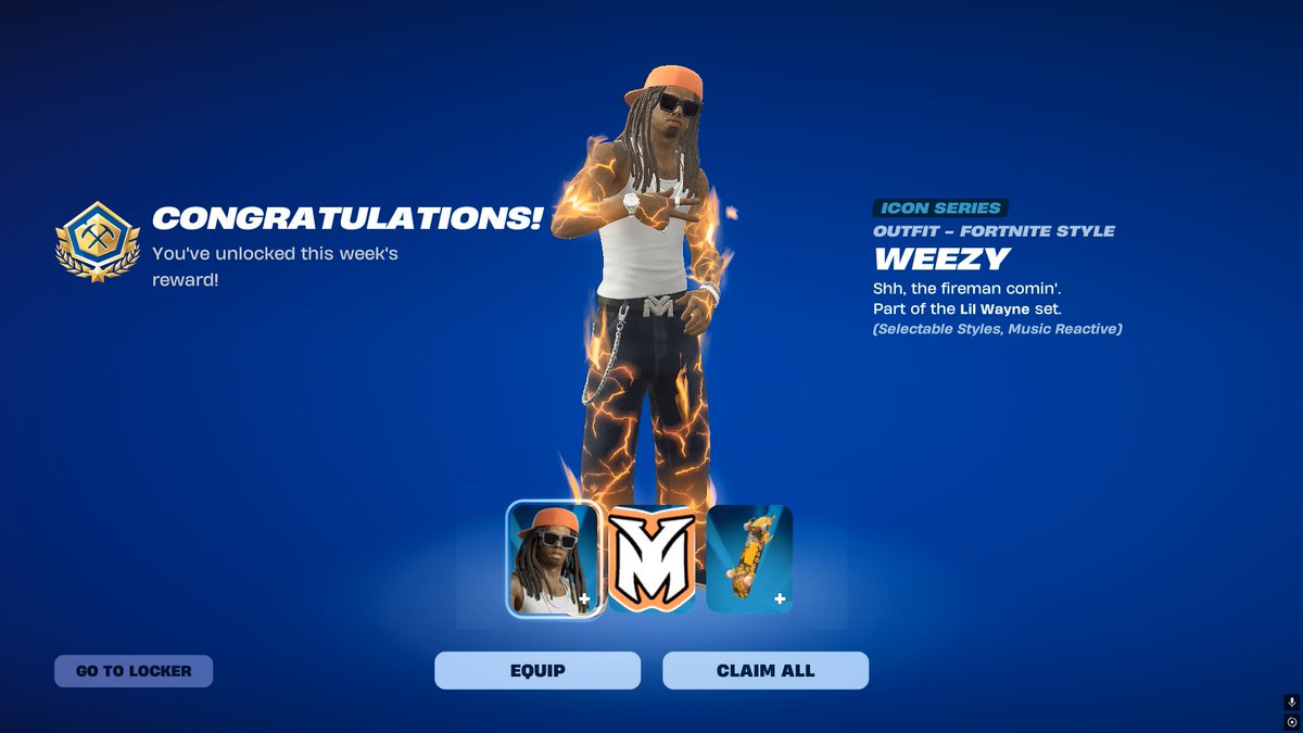 Flariefn's tweet photo. Let´s go i got the skin i placed top #766 and won the ´Lil  Wayne´ skin! 

#goflarie #flarieontop https://t.co/sgO42wvOJt