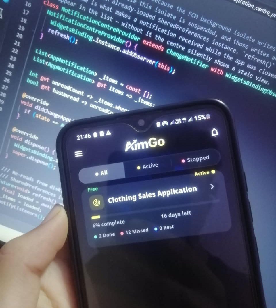 aymandevaimgo's tweet photo. Night owl mode: ON. ☕💻
​Spending the evening refining the notification architecture for AimGo. There is something satisfying about seeing clean backend logic translate into a smooth mobile experience.
​Small details, steady progress.
​#BuildInPublic #AimGo #FlutterDev #IndieHacker