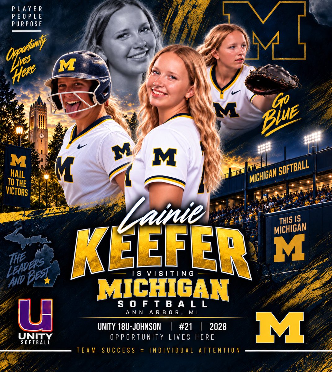 UnityJohnsonVB's tweet photo. Go Blue and #21 too!  Excited for our @KeeferLainie and wish her an awesome weekend in Pure Michigan country!  @umichsoftball @btholl @chiddy3 @UnityCoachJosh @LineDsoftball @ExtraInningSB @VAUnitySB https://t.co/sfyellVYKk