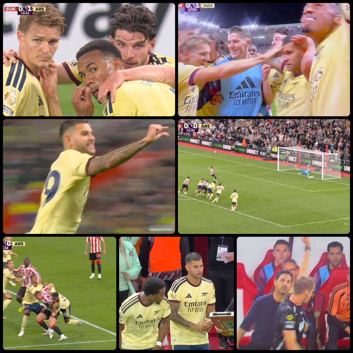 Arsenalnewschan's tweet photo. Decisions can go against us…rival fans can laugh when Mikel Arteta gets booked… Do we care? NOT ONE BIT! Another huge 3 points and a clean sheet as we headed up north to get the 2-0 win over a tricky Sunderland side tonight ✅

When Bruno Guimaraes is starting and playing regularly for the #Arsenal he is going to change our lives I can 100% guarantee you of that 🇧🇷 

I absolutely love these gutsy wins away from home where we have to slog it out 💪 

#COYG ❤️