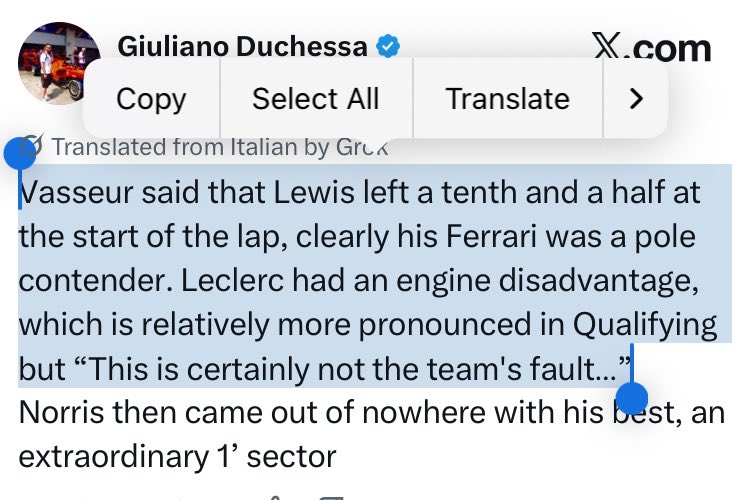nad16cl's tweet photo. lmao ted kravitz on sky sports being the ultimate source is killing me. fred already said CHARLES had the engine disadvantage and charles said he probably was loosing time on straights because he was running the older spec (“thats on me”). federico albano also said ted is wrong https://t.co/eS0zMDiFL7