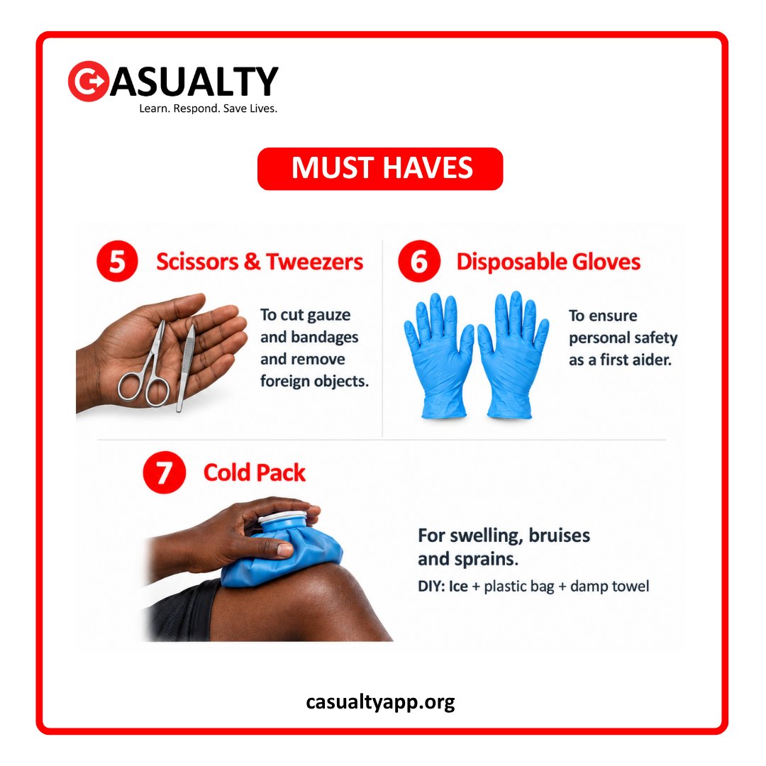CasualtyApp's tweet photo. Swipe through to see the essential items, useful extras and important information to include in your home first aid kit.

📌 Save this checklist, check what you already have and replace any missing or expired items. https://t.co/CdQtb8O8YO