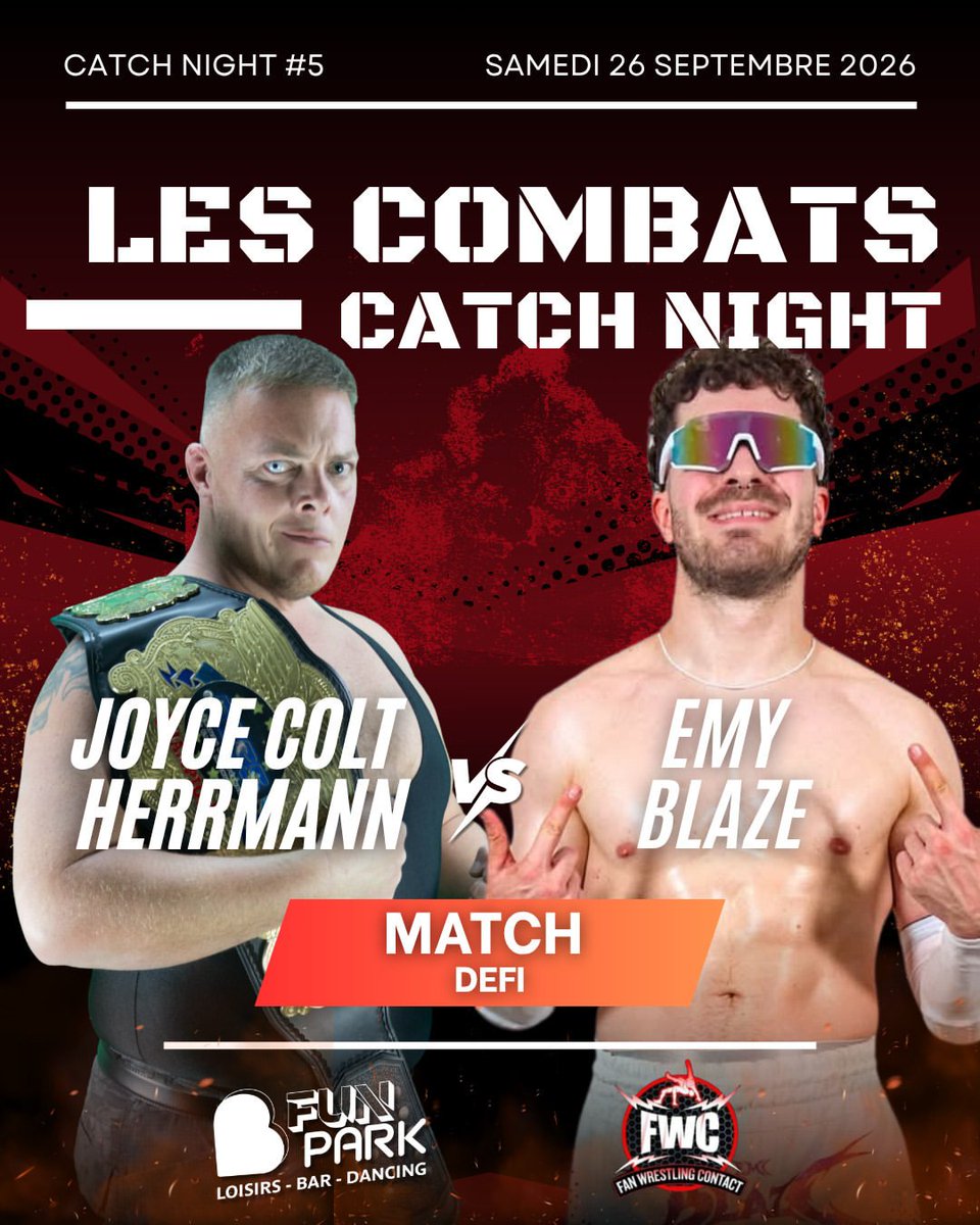 DamienFan2Catch's tweet photo. 🏉 CHOC D'INTENSITÉ EN VUE ! 💥

Le ring  va trembler le 26/09 pour un affrontement digne des plus grands derbys !

Au Fun Park à Farébersviller avec la Fwc catch - Catch Night #5 

Qui va sortir vainqueur de cette mêlée ? Donnez vos pronostics en commentaire . https://t.co/yWbwUk5e8F