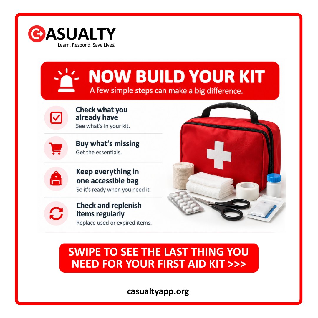 CasualtyApp's tweet photo. And the last thing your first aid kit needs? The Casualty App. Get clear, step-by-step first aid guidance whenever you need it—even offline.

📲 Download Casualty:

Google Play: https://t.co/t24ZgTulQG
App Store: https://t.co/JaMMGkd2yM

Learn. Respond. Save Lives. https://t.co/wYgd8VvYc2