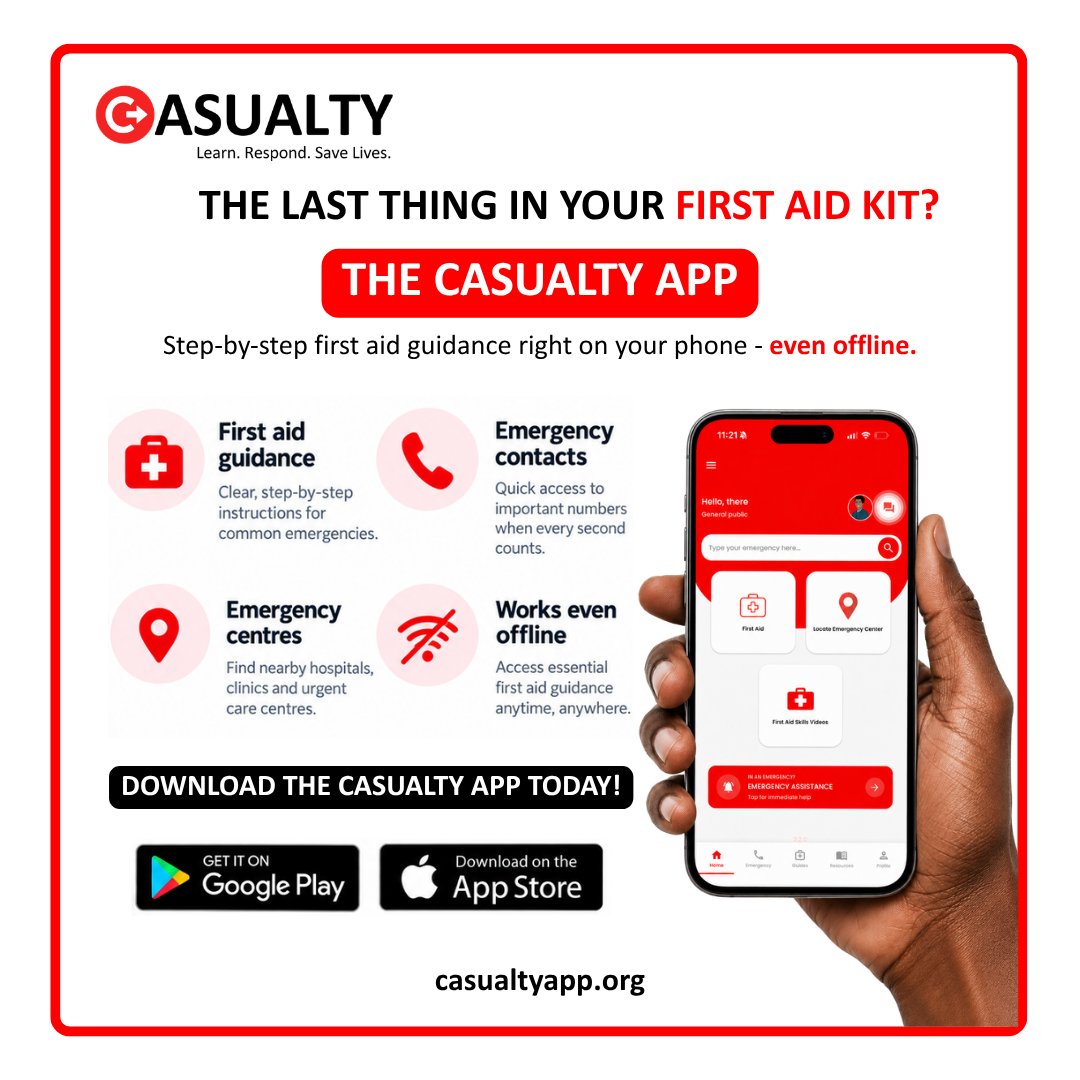 CasualtyApp's tweet photo. And the last thing your first aid kit needs? The Casualty App. Get clear, step-by-step first aid guidance whenever you need it—even offline.

📲 Download Casualty:

Google Play: https://t.co/t24ZgTulQG
App Store: https://t.co/JaMMGkd2yM

Learn. Respond. Save Lives. https://t.co/wYgd8VvYc2