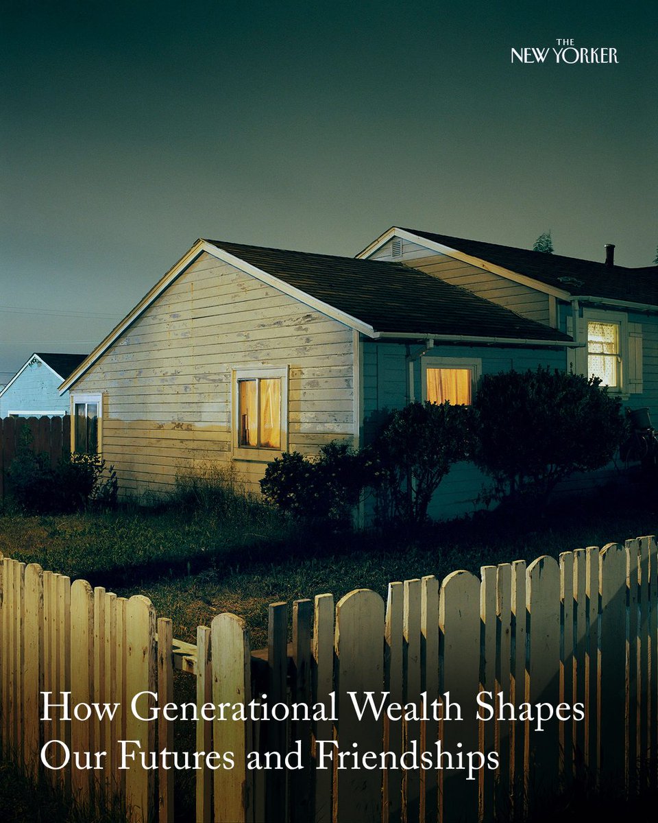 NewYorker's tweet photo. American adults who buy real estate increasingly rely on financial help from parents and grandparents to do so. “There’s no way my friends—my peers!—have the money for a down payment on, say, a million-dollar apartment. Except: they do. It’s called generational wealth,” Anna Holmes writes. Holmes, who hasn’t been afforded the privilege of familiar wealth, reflects how it shapes our futures and friendships, whether we talk about it or not. Read her essay: https://t.co/cwTiOXoRsW