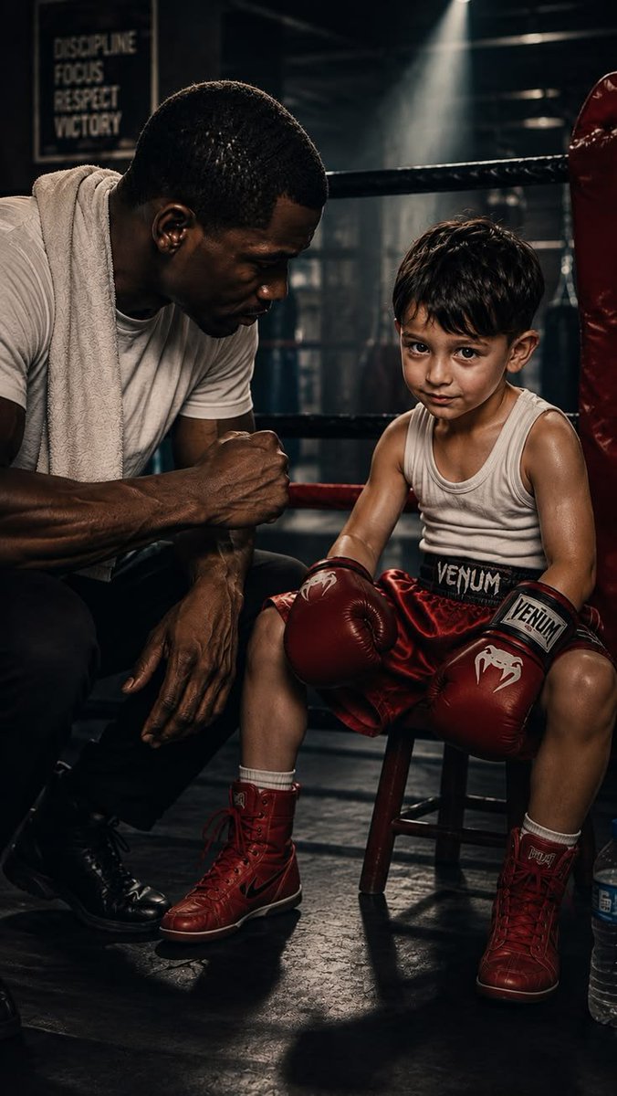 thehameez009's tweet photo. Growing up in the gritty, worn-down corners of the city, young Leo had little more than a dream and a pair of oversized red boxing gloves.

He spent every afternoon after school at the local gym, where the air was thick with the scent of sweat and leather.
Guided by Marcus, a trainer who saw the spark of a champion in the small, quiet boy, Leo learned that boxing wasn't just about the strength of his punch, but the resilience of his spirit. In that dimly lit ring, they would sit for hours with Marcus instilling in him the values of discipline, focus, and respect.
No matter how many times Leo was knocked down or exhausted, he would look up at his mentor, soak in every word of advice, and promise that one day, he would make them both proud on the world stage.