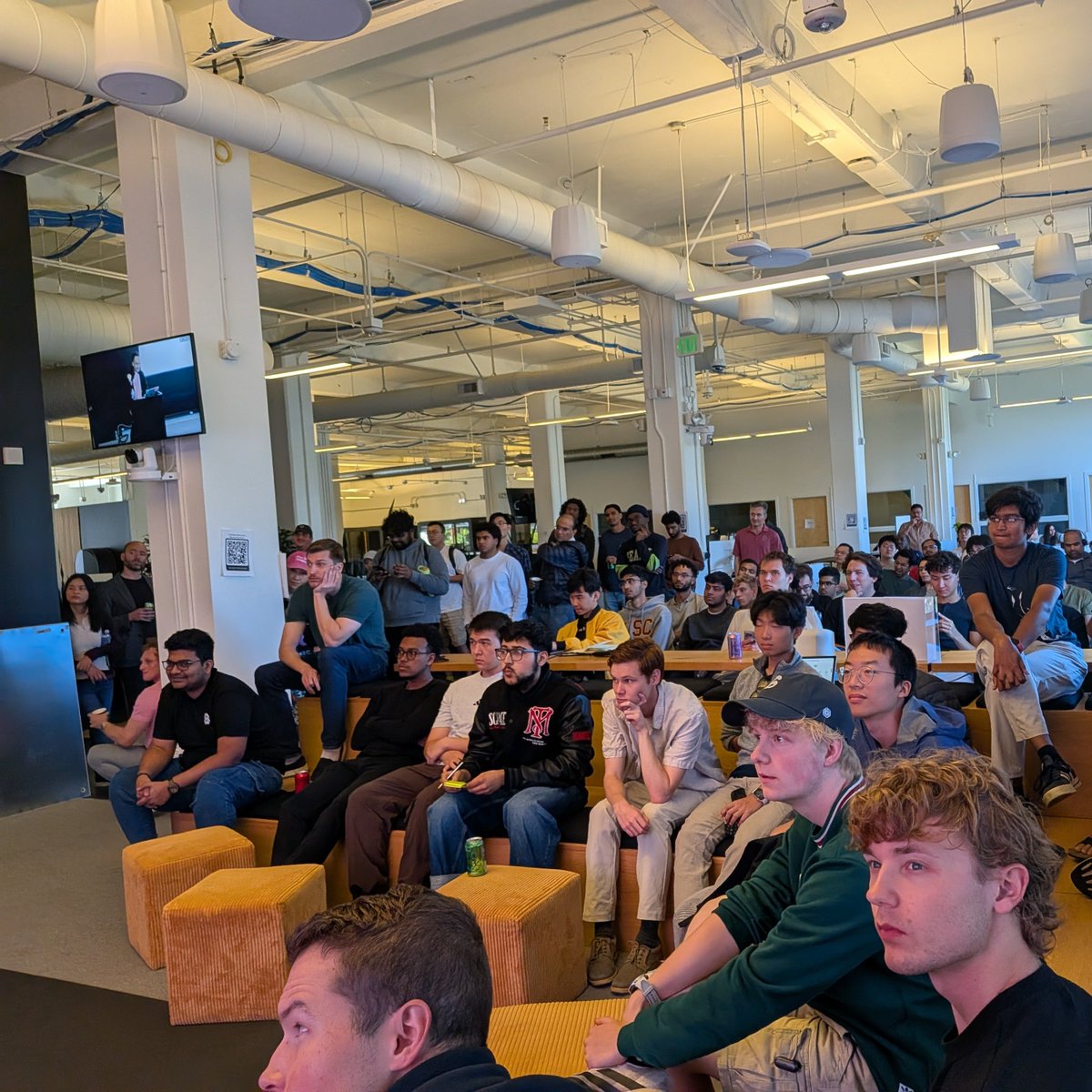 wandb's tweet photo. Kickoff of day 1 at @CoreWeave Hacks. 200+ builders, one mission: build an agent loop that catches its own mistakes.

@agihouse_org, @typesafeai and @marimo_io are here with $1k+ in credits and tons of compute. 24 hours to submit.

One team is going home with a robot dog! https://t.co/hAYh3uw7SL