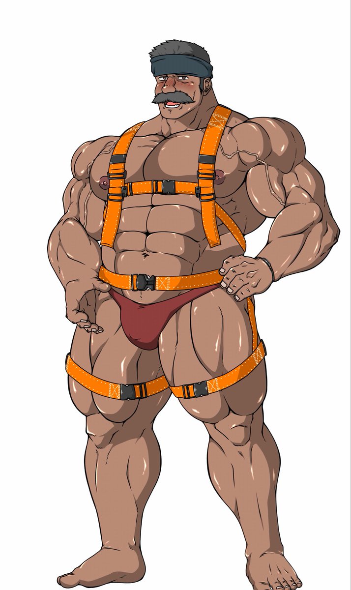 eixmark2's tweet photo. なかなか好みなオヤジキャラ描けたけど
バンダナがあった方がいいか無い方がいいかどっちなんだい！
ハーネスエロくて満足だけどまだフェチ詰め込みそうな気がする
教えてエロい人。 https://t.co/3RUiU5cAuJ