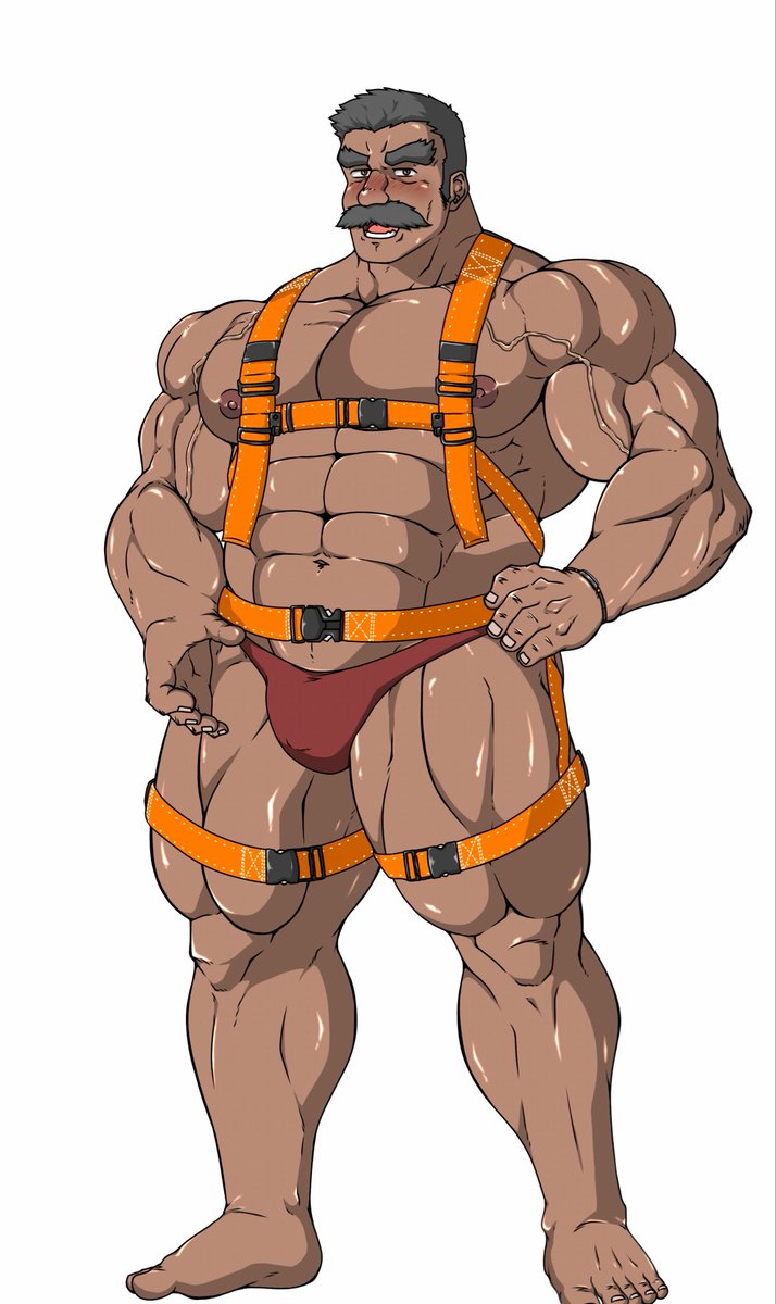 eixmark2's tweet photo. なかなか好みなオヤジキャラ描けたけど
バンダナがあった方がいいか無い方がいいかどっちなんだい！
ハーネスエロくて満足だけどまだフェチ詰め込みそうな気がする
教えてエロい人。 https://t.co/3RUiU5cAuJ