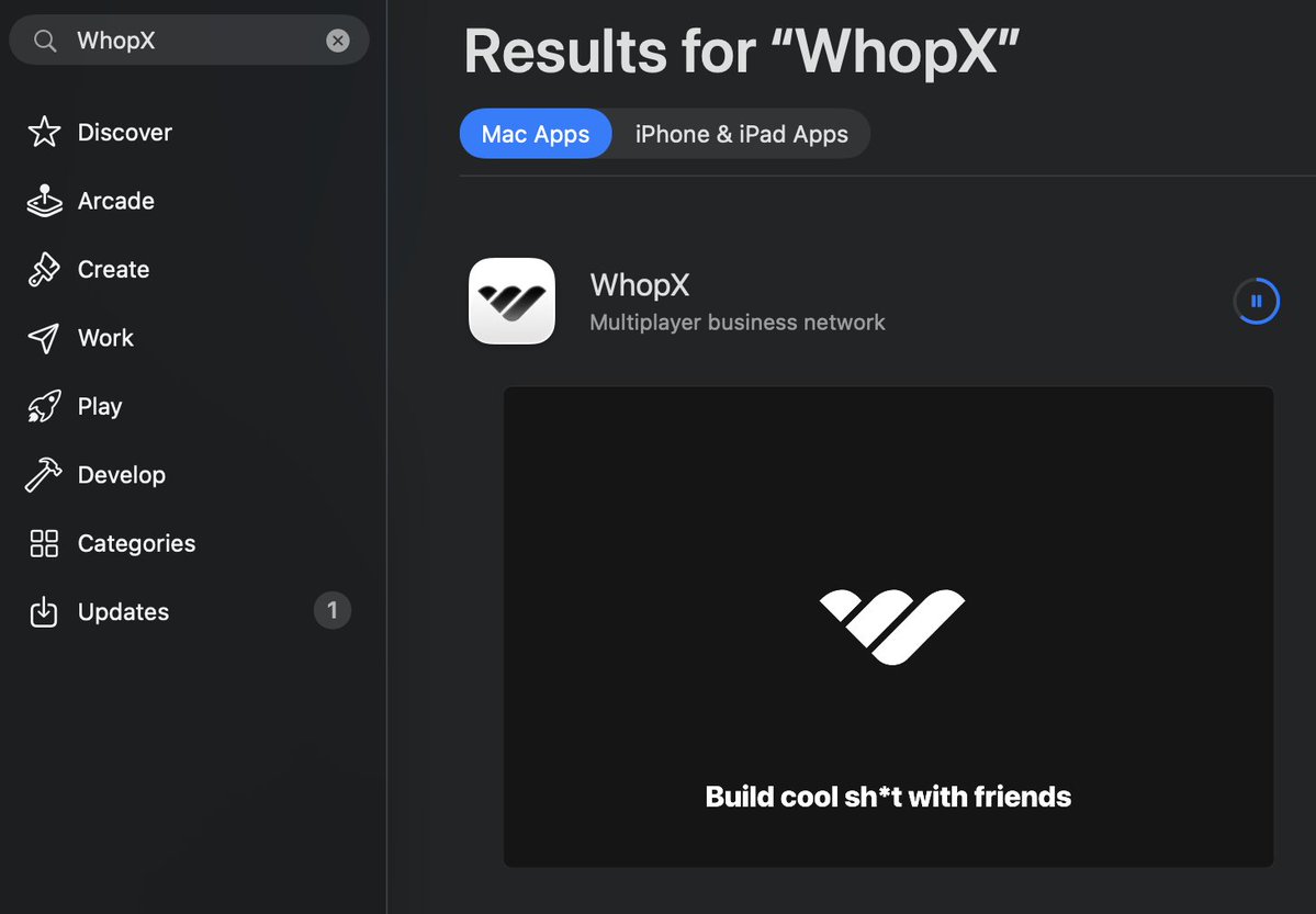 RyanClogg's tweet photo. Today we officially announce...

WhopX on MacOS.

Only for those earning over $1k/mo on Whop.

We all spend our days locked in on our computers...

&amp; WhopX can now be part of that flow.

Chat, share screenshots, get help, make friends, etc.

Right from your desktop. https://t.co/EfwOwaAS2q
