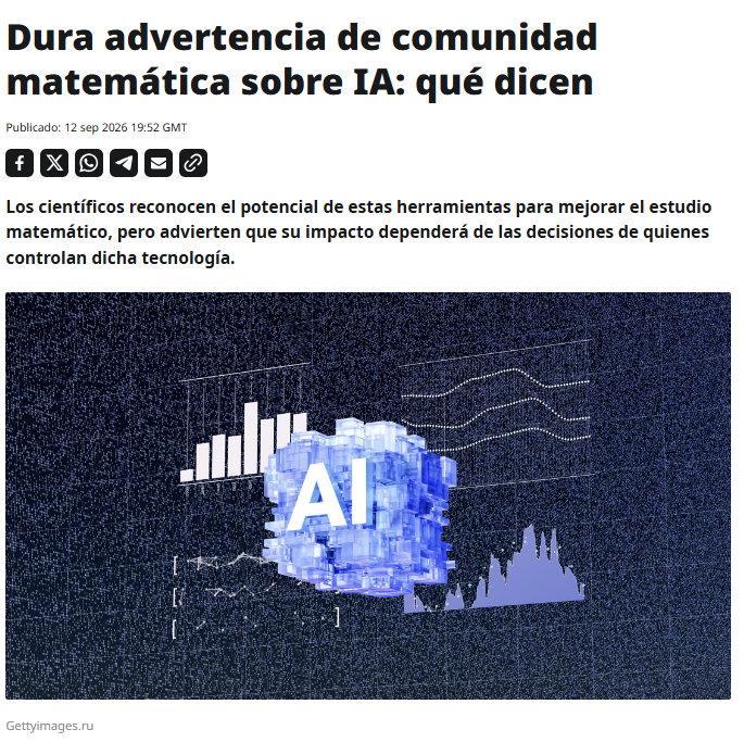 ActualidadRT's tweet photo. Un total de 25 matemáticos galardonados con la Medalla Fields, considerada el 'Nobel de las Matemáticas', encabezan un manifiesto en respuesta a la polémica desatada después de que OpenAI anunciara resolver un problema matemático que llevaba alrededor de 90 años sin respuesta https://t.co/XoxCEReTQl
