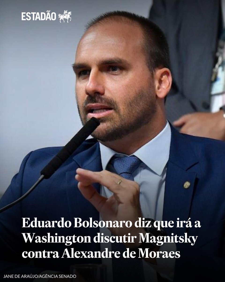 Estadao's tweet photo. Eduardo Bolsonaro diz que irá a Washington discutir Magnitsky contra Alexandre de Moraes https://t.co/MqbMiQpvuF https://t.co/7lo6xIFNUO