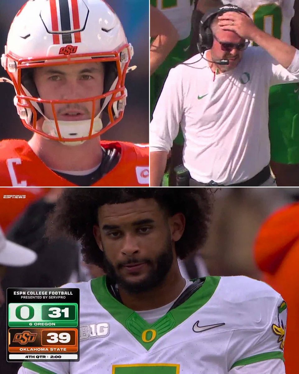 BleacherReport's tweet photo. OKLAHOMA STATE UPSETS NO. 6 OREGON 😱🚨

Drew Mestemaker: 26-43, 317 pass YDs, 3 total TDs https://t.co/sInRZaSqWI