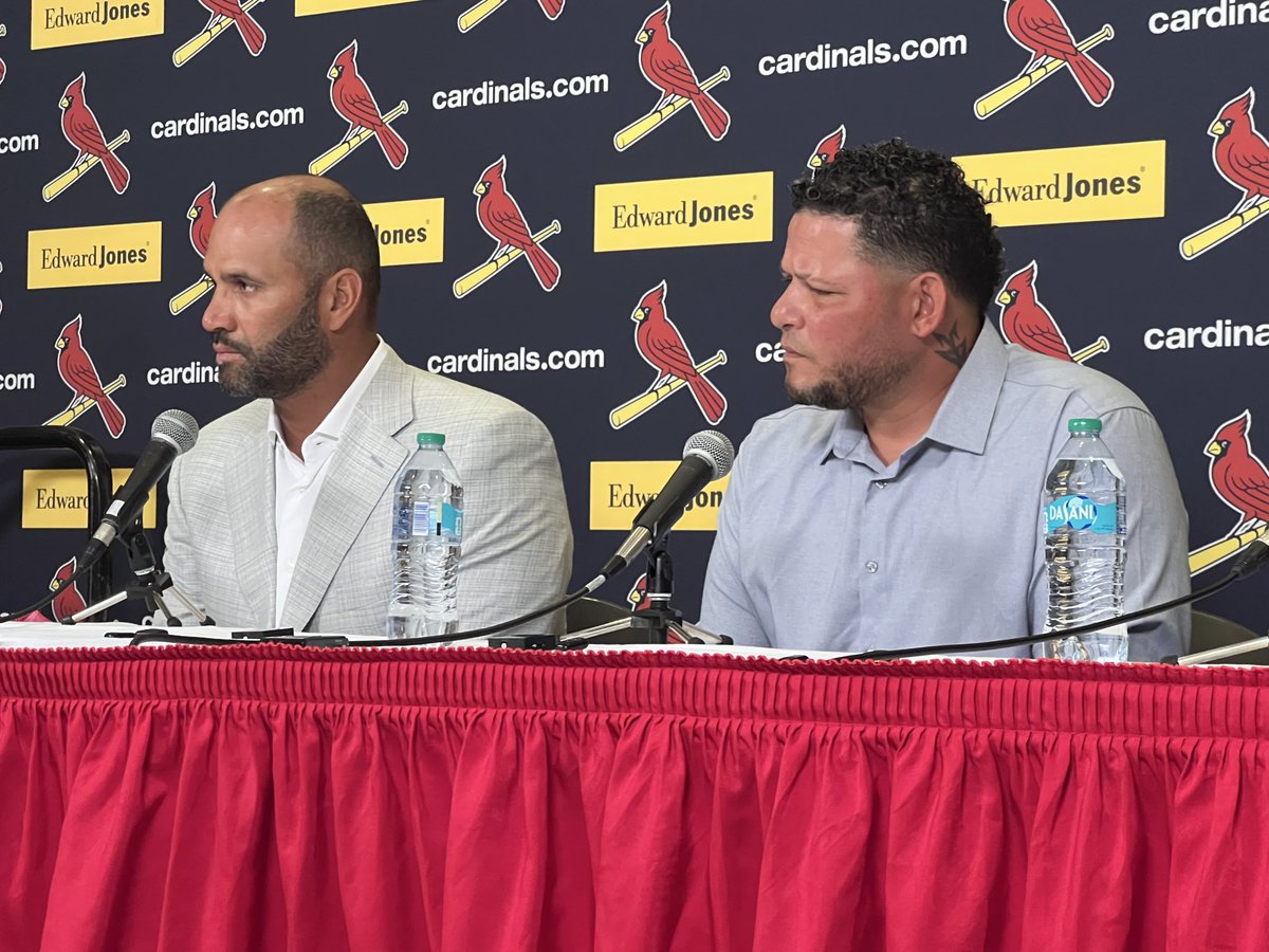 JohnDenton555's tweet photo. Albert Pujols and Yadier Molina are talking about how the other impacted their career, their enduring love for the #STLCards and how much fun they had in 2022. https://t.co/xsIKU8G8B9