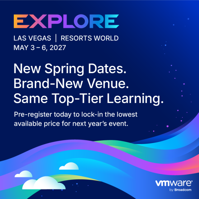DonLowYH's tweet photo. #VMwareExplore moves to May 3 – 6 at Resorts World Las Vegas. Pre-register by September 30, 2026, to save $100 on your Full Event Pass! Pre-register today! https://t.co/1DbCZAfvRg https://t.co/Hga2EQgLKE