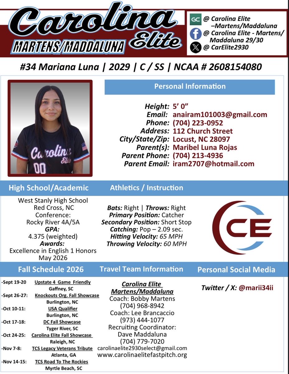 marii34ii's tweet photo. Fall szn is right around the corner, can’t wait to start the season with @CarElite2930. Schedule drop!! 🥎🥎🥎@CarEliteNCorg @CoachKama @MaddalunaDave https://t.co/XM2M8rBiV2
