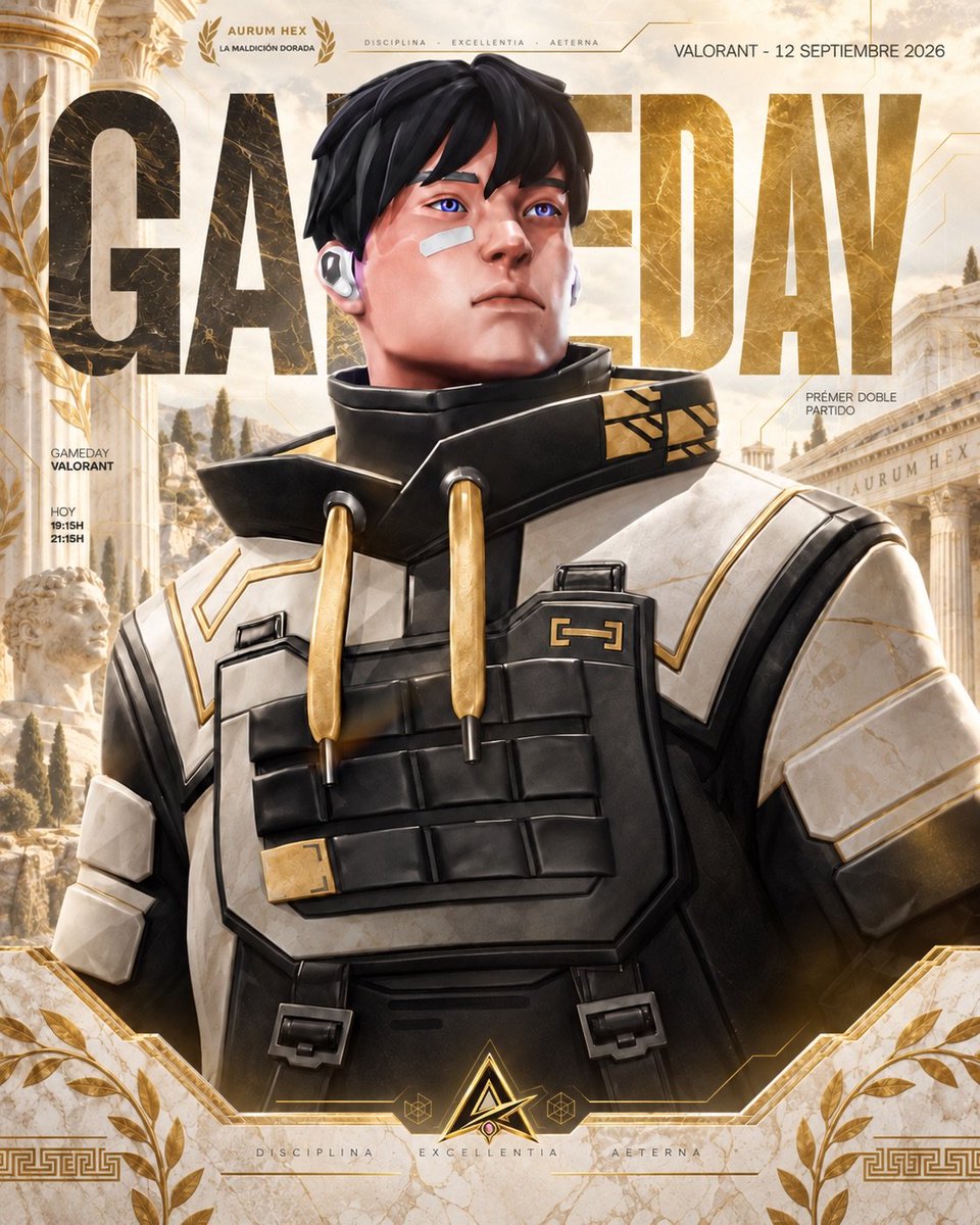 AurumHex's tweet photo. #VALORANT | ¡𝐆𝐀𝐌𝐄𝐃𝐀𝐘!

🏆 | @VALORANT - Premier 
⏰ | 19:00h &amp; 21:00h

𝐑𝐎𝐒𝐓𝐄𝐑 ACY
@bowxcoffee
@ImNearcs
@kovi1311
@sitzukekw
@_miguelito_10_ 

#TheGoldenCurse https://t.co/qfxxvTZAui