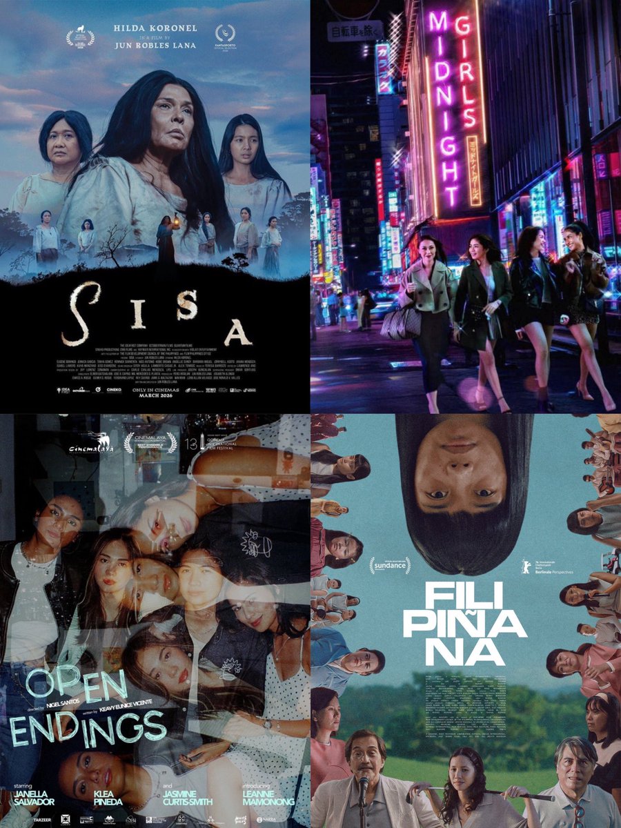 asakoizumiya's tweet photo. sisa, midnight girls, open endings, filipiñana, mag-iina, status: rejected, then saving cherry… 2026 is the year for women-led films in philippine cinema <3

manifesting for the nationwide theatrical release of the two cinemalaya films!!! https://t.co/EP0OFRwNzh