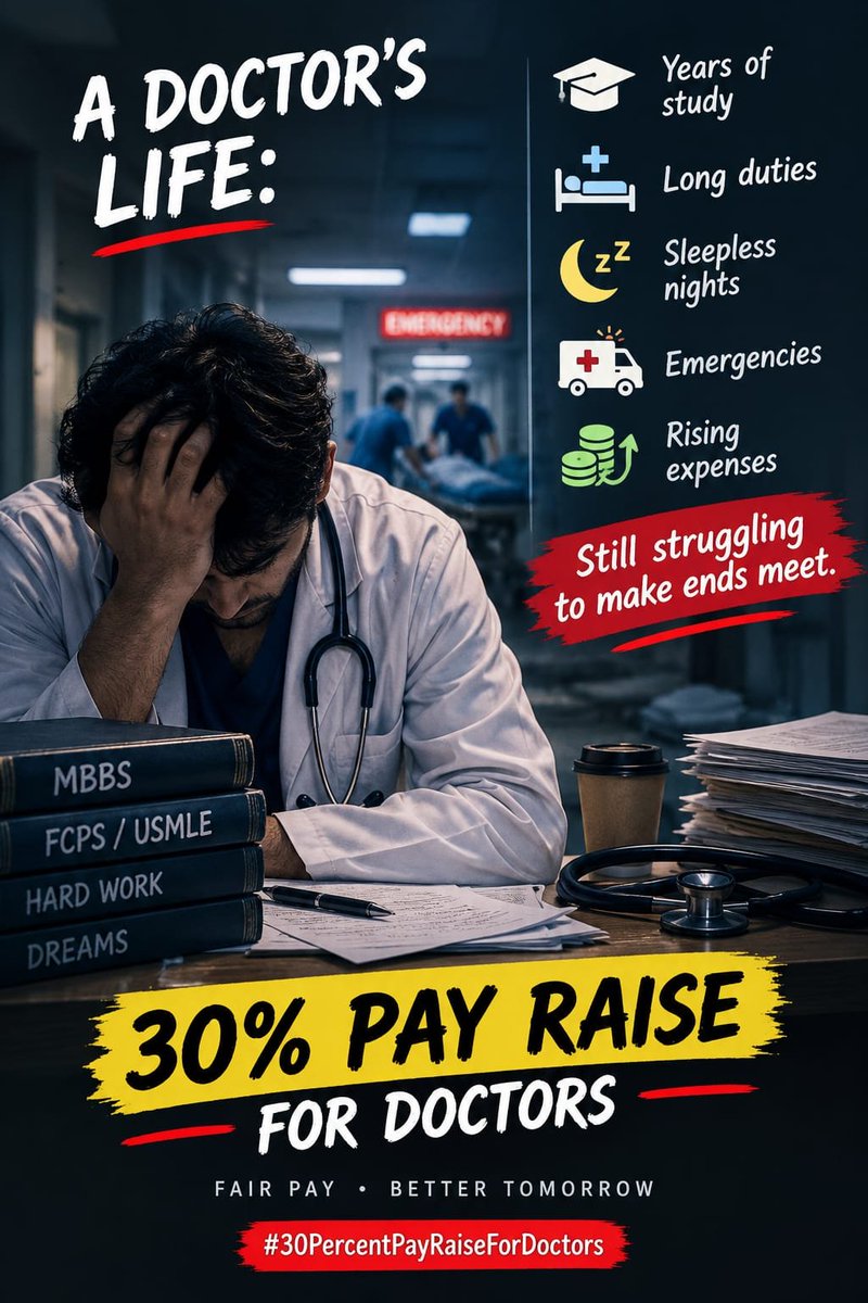 Alishakhan16466's tweet photo. Respect the profession. Respect the sacrifice. Respect the doctors. Approve the 30% pay rise. #30PercentPayRiseForDoctors https://t.co/4vvx1GYJwK