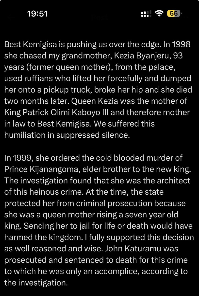 MotivKasagga's tweet photo. In case Prince Mwenda Kijanalugambo deletes!

He accused the QM of ordering the murder of Prince Kijanangoma, elder brother to the king elect. https://t.co/UEQJHUvENE