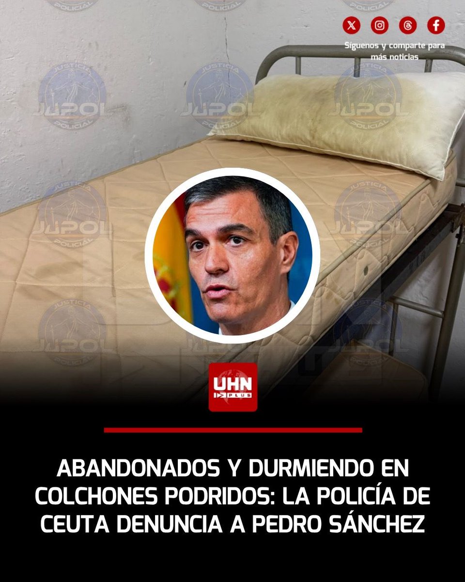 UHN_Plus's tweet photo. 🇪🇸‼️ | Un escándalo enorme desató Jupol, el sindicato de policías. A través de las redes sociales mostraron en las condiciones que duermen los policías desplazados a Ceuta: denuncian abandono y colchones podridos. Mientras tanto, los inmigrantes recibieron colchones a estrenar. “Es absolutamente inaceptable. Es tercermundista la imagen que estamos dando", declaró su portavoz, Ibón Domínguez.