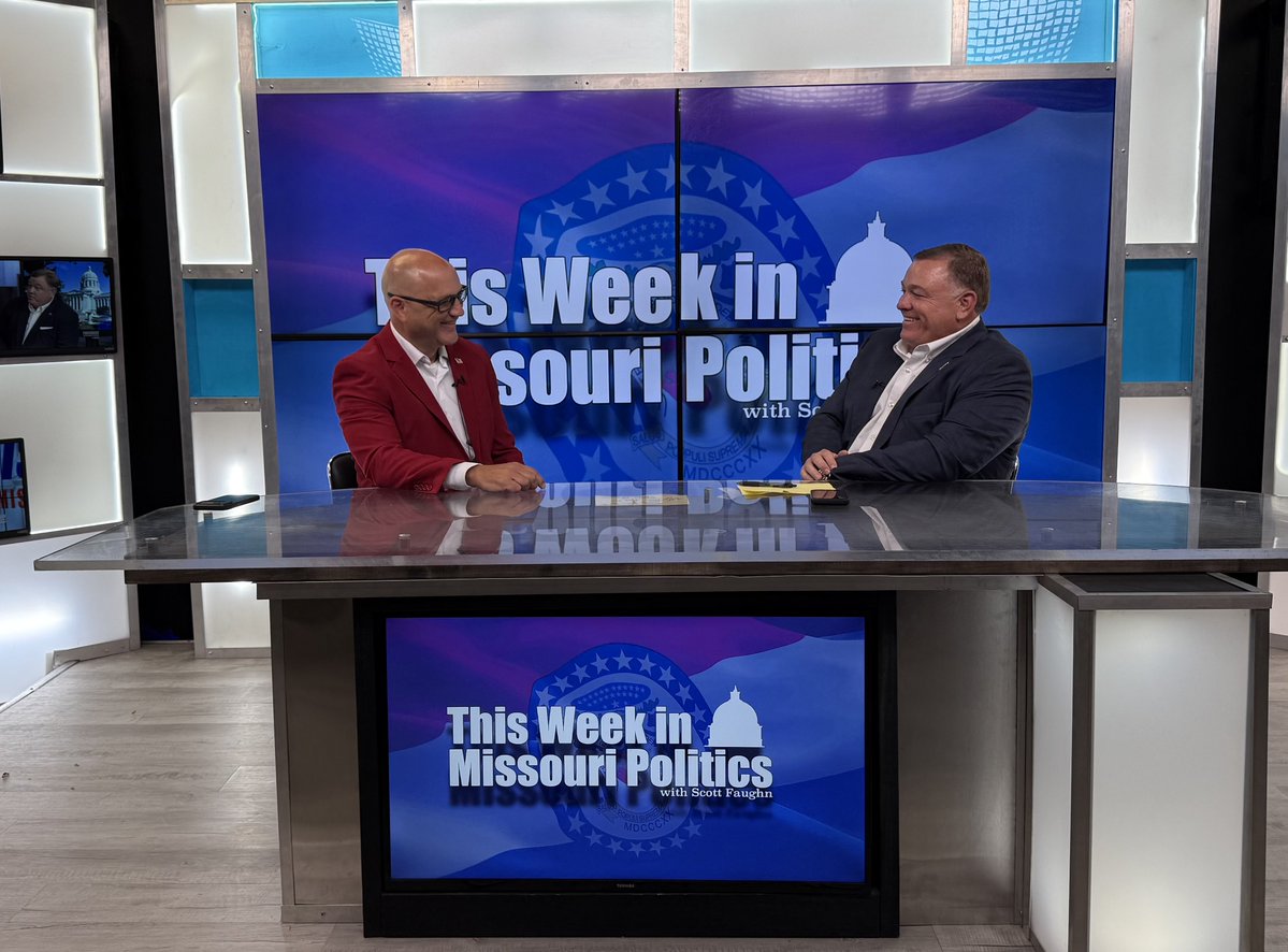 MissouriSOS's tweet photo. Secretary of State Denny Hoskins sits down with Scott Faughn to unwind all the twists and turns of the past week, where things stand, as well as what to expect in the coming week—Sunday on This Week in Missouri Politics. Annnd…the Secretary will unveil his new prop! #TWMP https://t.co/bc35JpuBNb