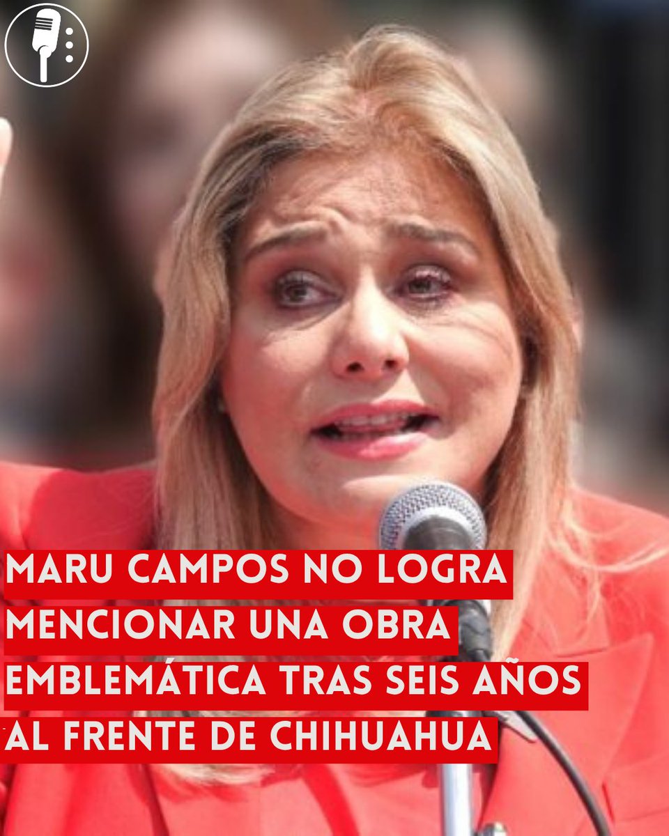 YosoyPedrero's tweet photo. 🚨 OJO: MARU CAMPOS NO LOGRA MENCIONAR UNA OBRA EMBLEMÁTICA TRAS SEIS AÑOS AL FRENTE DE CHIHUAHUA

Cuestionada sobre el legado de su administración, la gobernadora de Chihuahua, Maru Campos, fue señalada por sus críticos por no mencionar una sola obra emblemática que defina sus seis años al frente del estado.

Con la sucesión de 2027 cada vez más cerca, el cuestionamiento pone sobre la mesa qué proyecto de gran impacto quedará como sello de su gobierno, que inició en septiembre de 2021.

Aunque su administración presume obras como la Plataforma Centinela, infraestructura carretera, hospitales y otros proyectos, sus detractores consideran que ninguna ha logrado convertirse en el gran referente de su gestión.

Para sus críticos, el balance de Campos está marcado más por sus polémicas políticas que por una obra que pueda convertirse en el principal legado de su gobierno. Incluso, sus opositores han llegado a calificar como su mayor “memorable” una supuesta “traición a México”, una acusación política que no constituye un hecho acreditado.