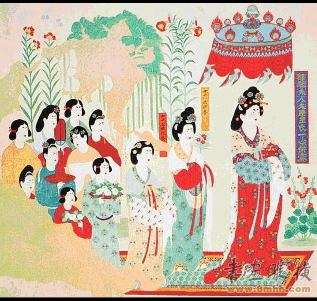aslichin_'s tweet photo. Mural paintings were quite clear on which one is indian clothing, which one is sogdian, which one is chinese.

It is chinese people doing hodgepodge to steal indian clothing ultimately and rebrand it as dunhuang.
Indian culture should be called indian, it is not your western, persian, or chinese. It is INDIAN. You are stealing only the indian elements here from buddhist- hindu murals.