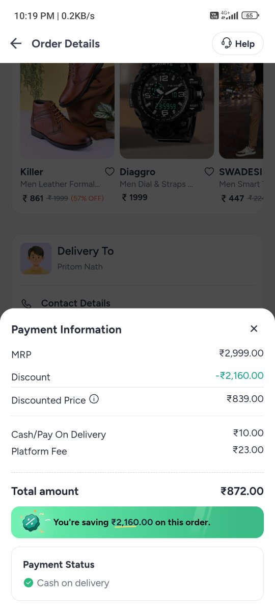 PritomJohn's tweet photo. @myntra Paid ₹872, return ₹839. Why? https://t.co/mL8r549Pvr