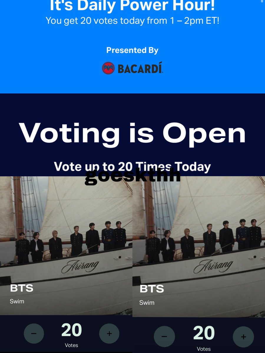 goeskthh's tweet photo. 🚨 DIFUNDAN! ESTA VOTACIÓN SIGUE VIGENTE Y NECESITAMOS QUE TODOS PARTICIPEN! 😭🙏🏻

¿Logramos 50ss de votos para #BTS? NO QUIEREN ESOS TROFEOS PARA LOS TANNIES??😭🔥

— COMENTA

VOTE POWER HOUR ON VMAS FOR BTS 
VOTE FOR BTS BEST K-POP ON VMAS
VOTE FOR SWIM SONG OF THE YEAR ON VMAS
#VoteForBTSonVMAs
#VoteForSwimonVMAs