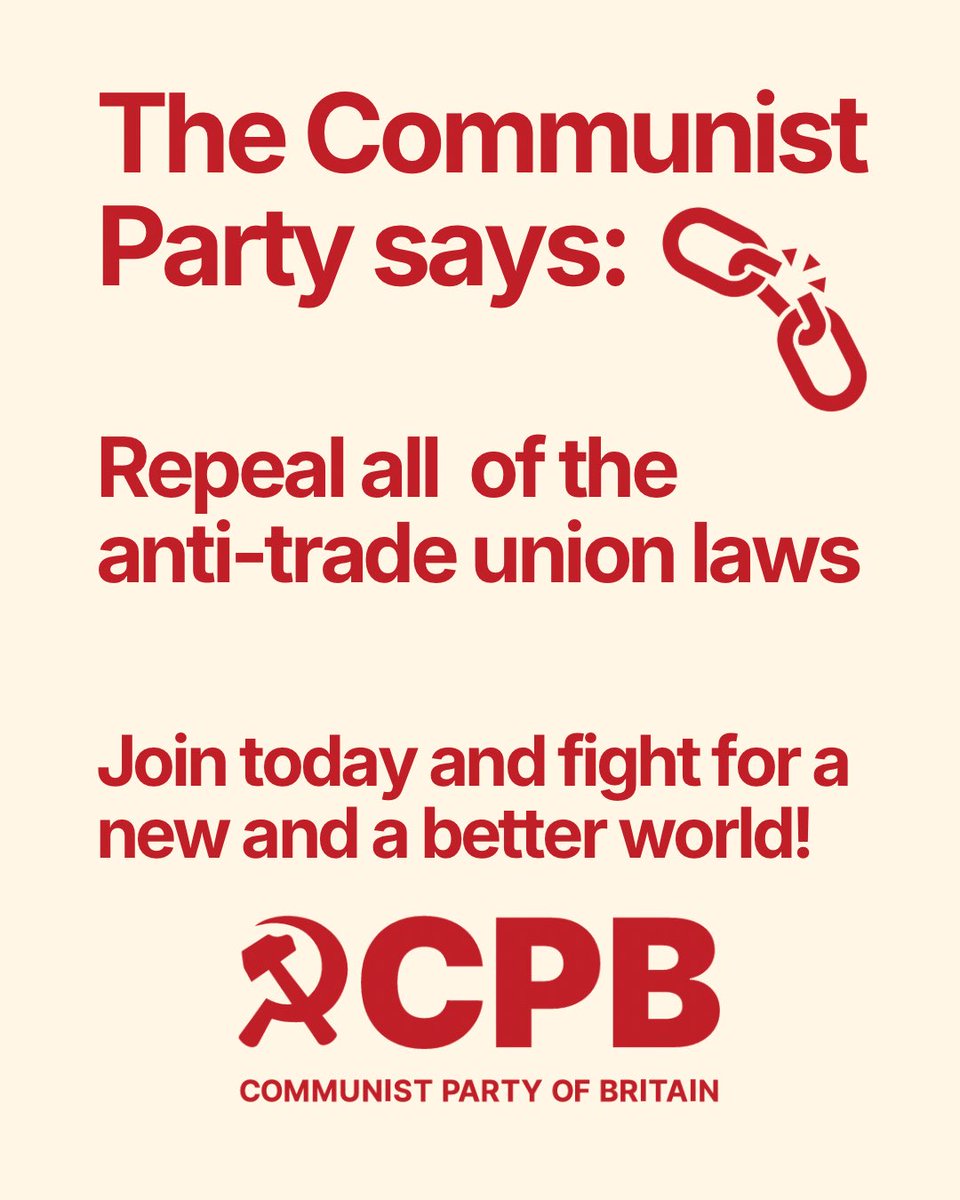 CPBritain's tweet photo. TUC 2026 begins tomorrow, at a critical time for working people &amp; our trade union movement.

A key priority must be to repeal all of the anti-trade union laws which shackle our movement.

We need to be a powerful &amp; militant fighting force.

Join today 🔗 https://t.co/SLngcHNI4S https://t.co/0Gy5jQ1TxW