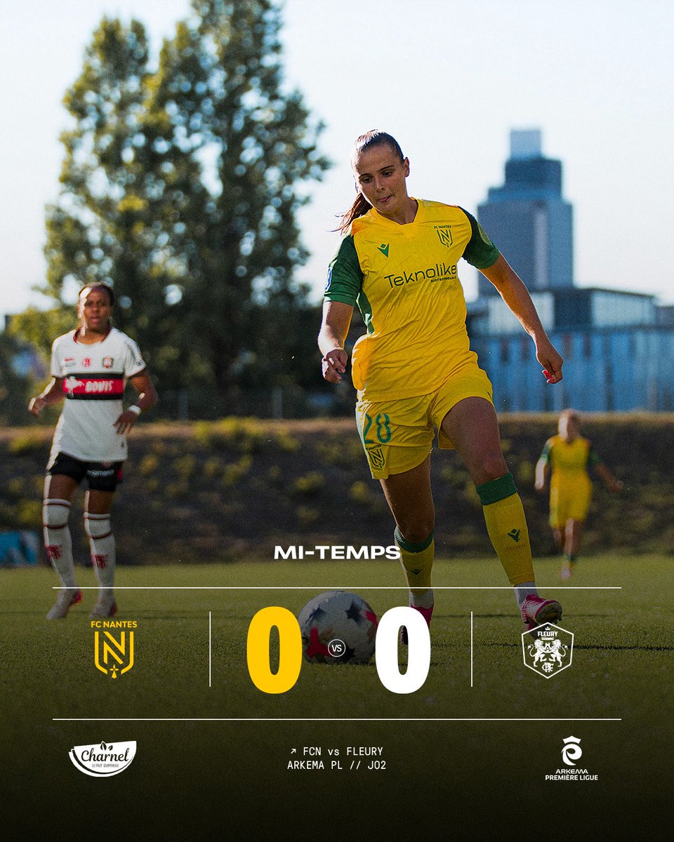 FCN_Feminines's tweet photo. 𝗠𝗶 𝗧𝗲𝗺𝗽𝘀 ⏸️ 0-0
Après une bonne entame, les Nantaises ont reculé avant de retrouver de l'énergie.
Juliette passe tout proche d'ouvrir le score avant la pause.
Noémie contrainte de quitter la pelouse est remplacée par Adèle.
#FCNFCF https://t.co/POwPCxfGQV